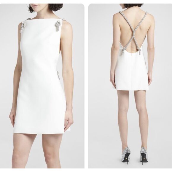 NWT Versace Embellished Rope Mini Shift Dress White Size IT42 / US6 $5900